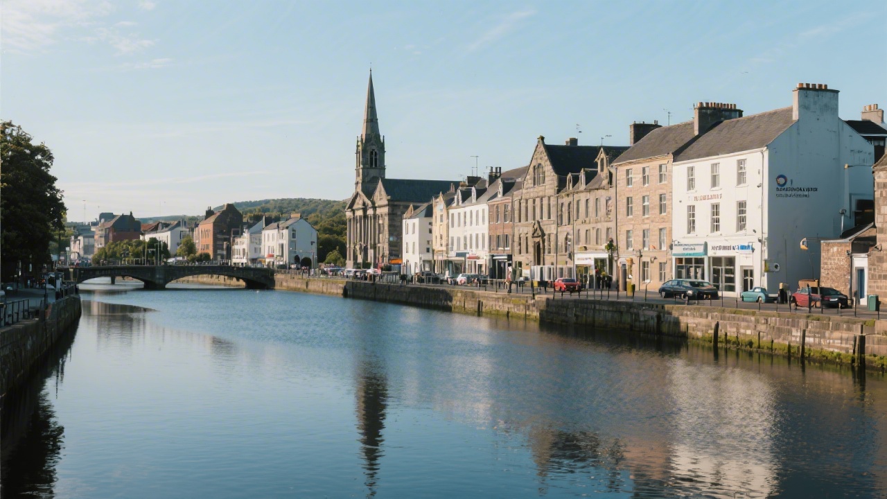 View of Cork city with historic buildings and a calm river scene, representing the local business environment and community where training is delivered.
